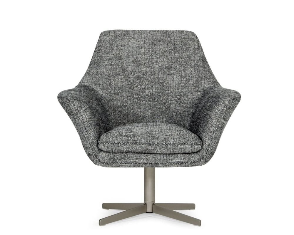 Divani Casa Elvin – Sillón giratorio moderno de tela gris oscuro