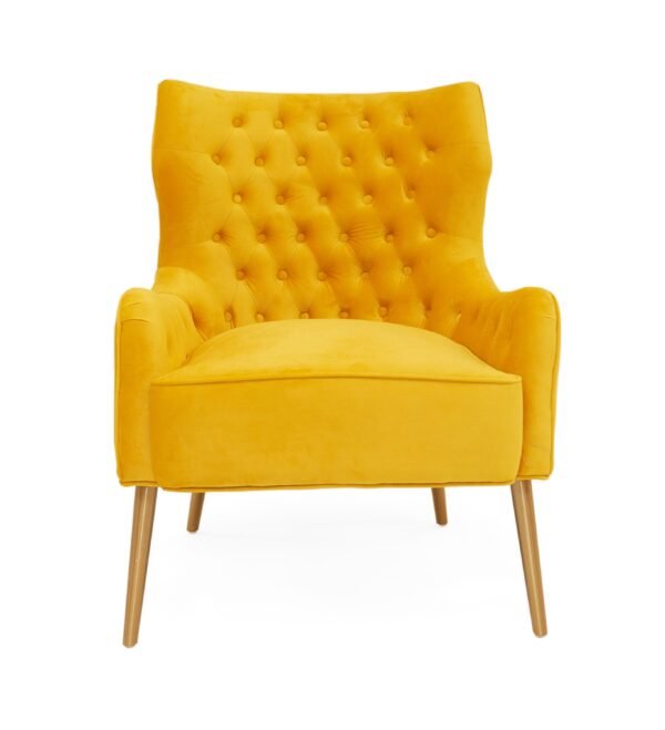 Mueble Modrest Everly - Silla decorativa
  contemporánea de terciopelo amarillo – Envíos a todo México | FurnitureMX