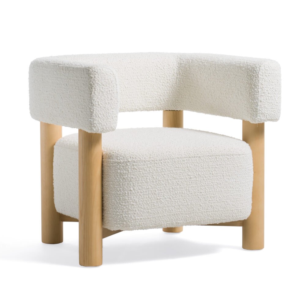 Modrest Fang – Silla decorativa moderna de madera y tela blanca