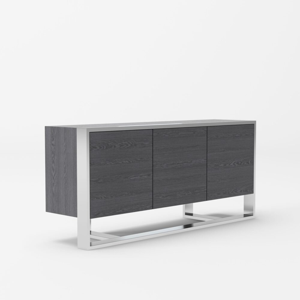 Modrest Fauna – Buffet moderno de acero inoxidable y gris olmo