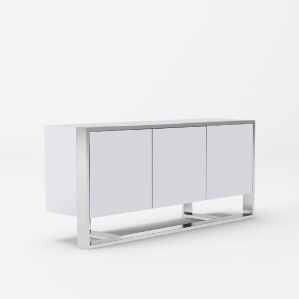 Mueble Modrest Fauna - Buffet moderno de acero
  inoxidable y blanco brillante – Envíos a todo México | FurnitureMX