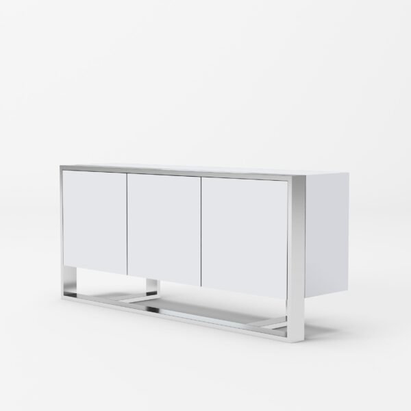Mueble Modrest Fauna - Buffet moderno de acero
  inoxidable y blanco brillante – Envíos a todo México | FurnitureMX