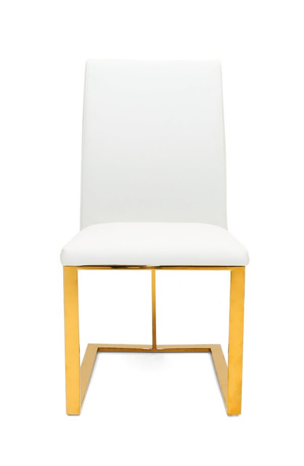 Mueble Modrest Frankie - Silla de comedor
  contemporánea blanca y dorada – Envíos a todo México | FurnitureMX