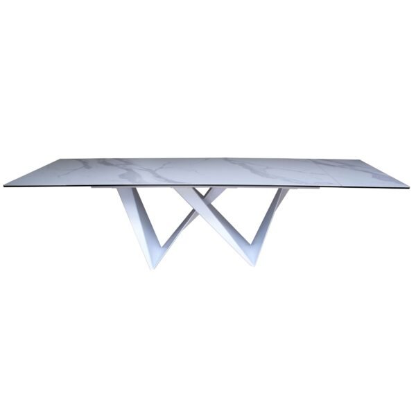 Mesa de comedor Modrest Fritz - Mesa de comedor
  extensible moderna de cerámica blanca – Envíos a todo México | FurnitureMX