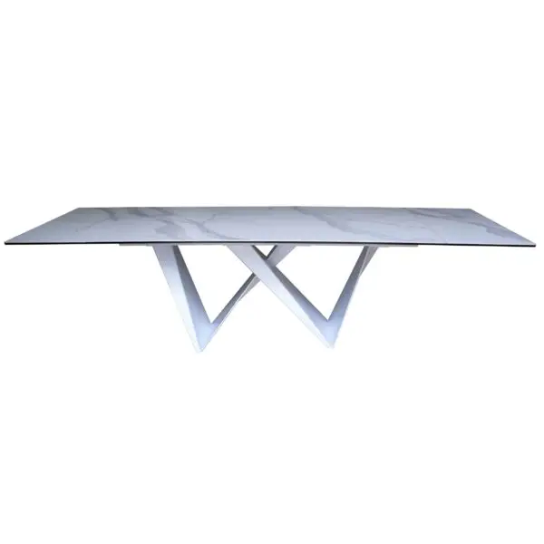 Mesa de comedor Modrest Fritz - Mesa de comedor
extensible moderna de cerámica blanca – Envíos a todo México | FurnitureMX