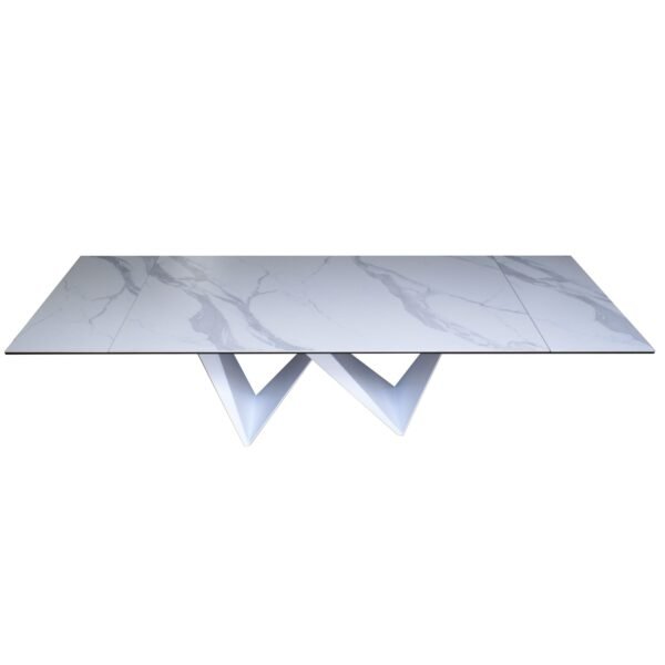 Mesa de comedor Modrest Fritz - Mesa de comedor
  extensible moderna de cerámica blanca – Envíos a todo México | FurnitureMX