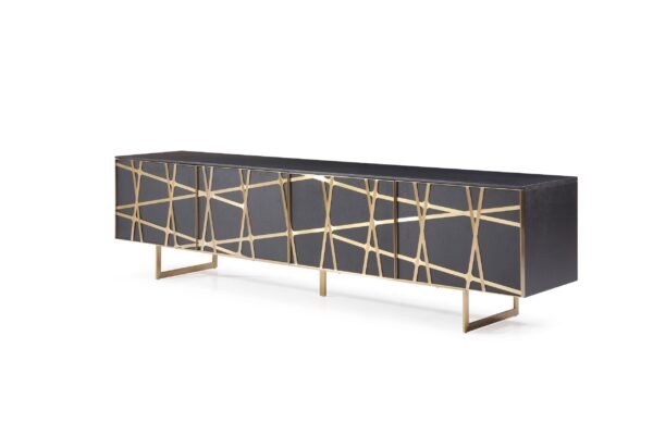Mueble Modrest Kilson - Mueble para TV moderno de
  roble negro y dorado champán – Envíos a todo México | FurnitureMX