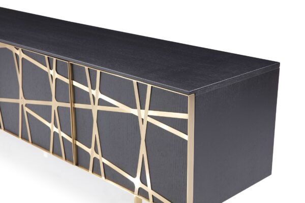 Mueble Modrest Kilson - Mueble para TV moderno de
  roble negro y dorado champán – Envíos a todo México | FurnitureMX