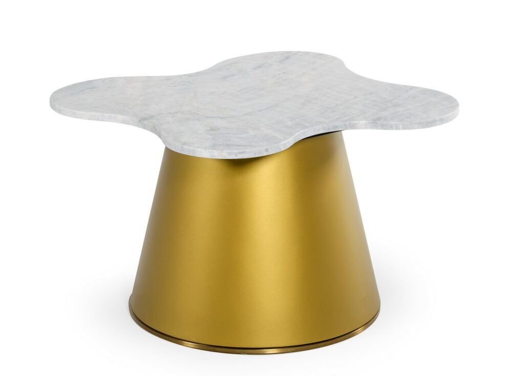 Modrest Gabbro – Mesa auxiliar Glam de mármol blanco y dorado