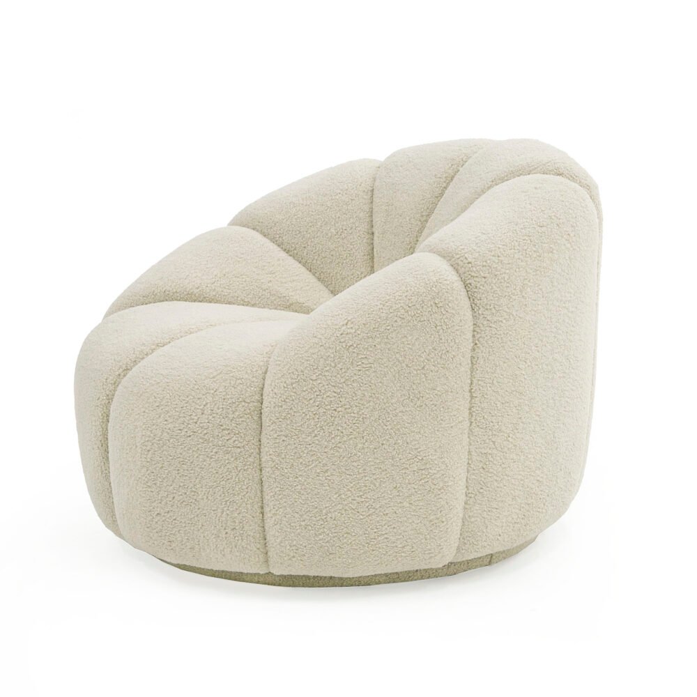 Divani Casa Gadson – Silla giratoria contemporánea Sherpa blanca Silla decorativa