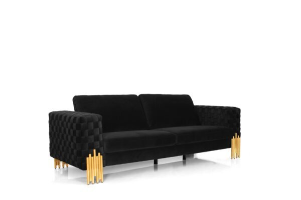 Sala Divani Casa Georgia- Sofá moderno de
  terciopelo Glam negro + dorado – Envíos a todo México | FurnitureMX