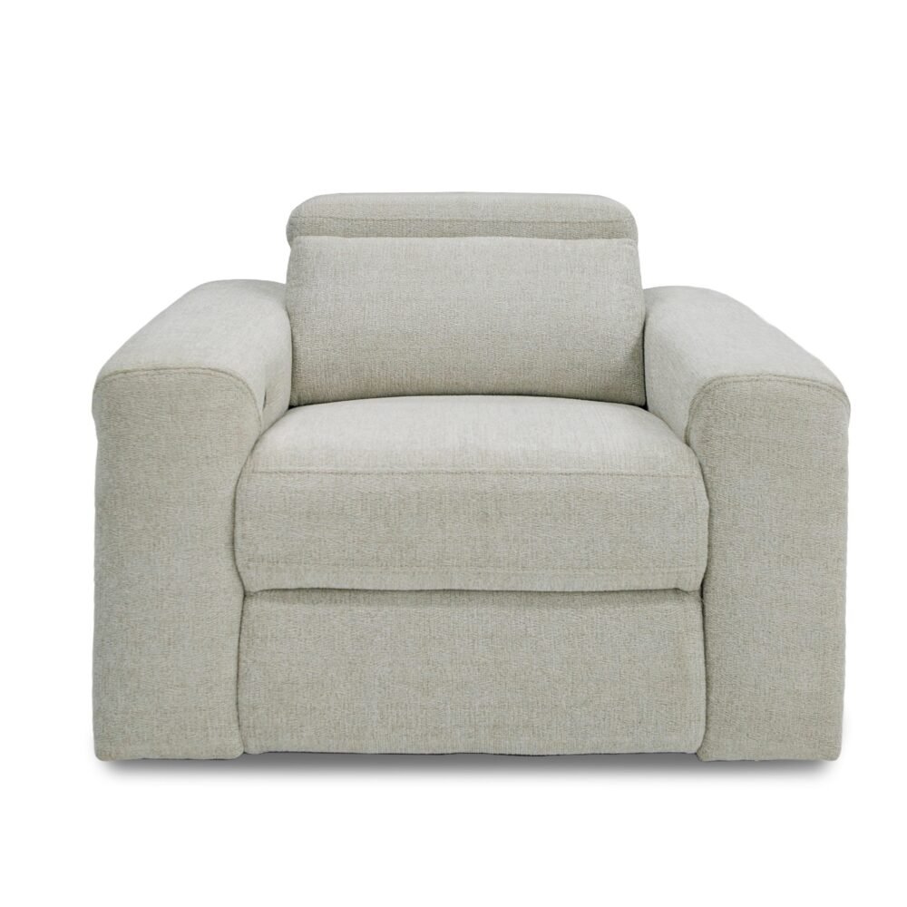 Divani Casa Gering – Silla reclinable eléctrica moderna de tela beige