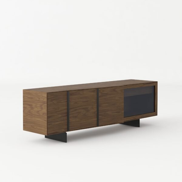 Mueble Modrest Glencoe - Buffet moderno de vidrio
  gris y nogal – Envíos a todo México | FurnitureMX