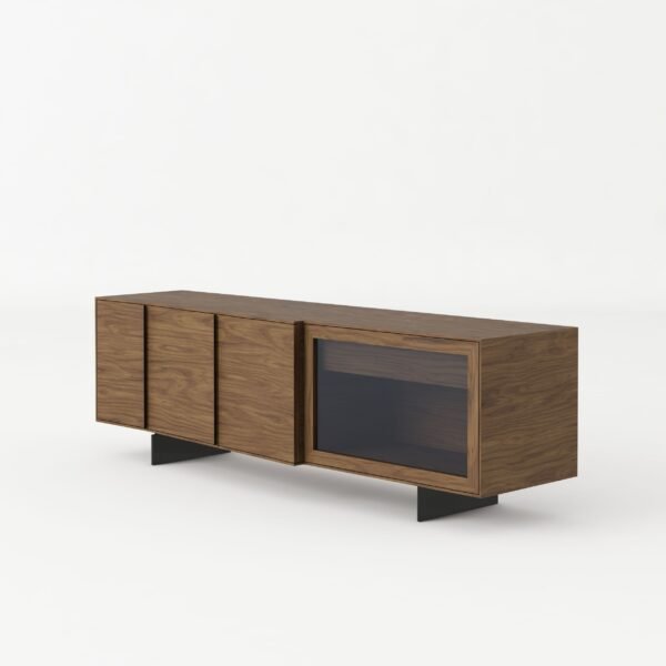 Mueble Modrest Glencoe - Buffet moderno de vidrio
  gris y nogal – Envíos a todo México | FurnitureMX