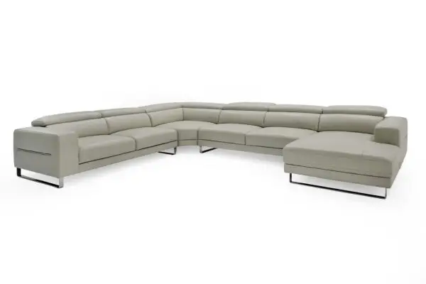 Sala Divani Casa Hawkey - Sofá seccional RAF de
cuero gris claro contemporáneo – Envíos a todo México | FurnitureMX