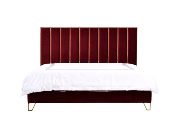 Mueble Divani Casa Reyes Cama moderna de terciopelo
  rojo y dorado – Envíos a todo México | FurnitureMX