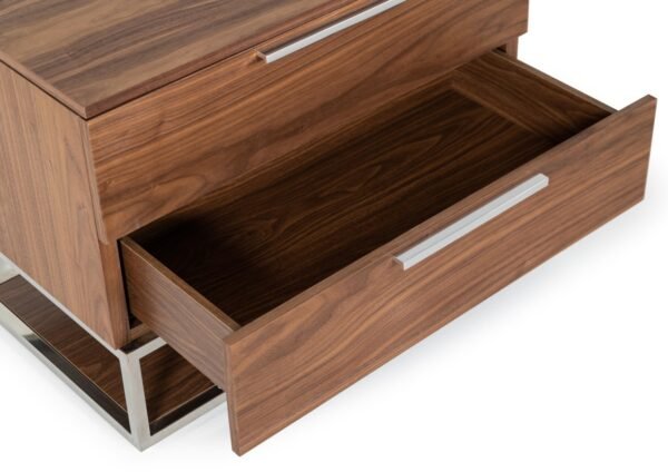 Mueble Modrest Heloise - Mesita de noche
  contemporánea de nogal y acero inoxidable – Envíos a todo México |
  FurnitureMX