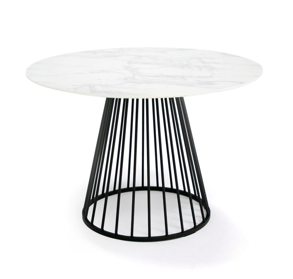 Modrest Holly – Mesa de comedor moderna redonda en blanco y negro