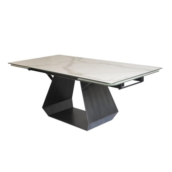 Mesa de comedor Modrest Howell - Mesa de comedor
  extensible moderna de cerámica blanca – Envíos a todo México | FurnitureMX