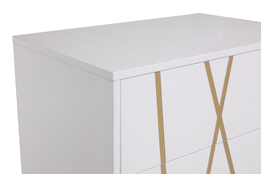 Cómoda Modrest Nixa Modern blanca y dorada