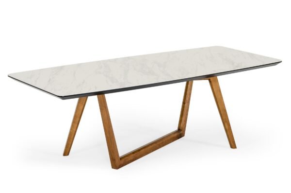 Mesa de comedor Modrest James - Mesa de comedor
  contemporánea de nogal y blanco – Envíos a todo México | FurnitureMX
