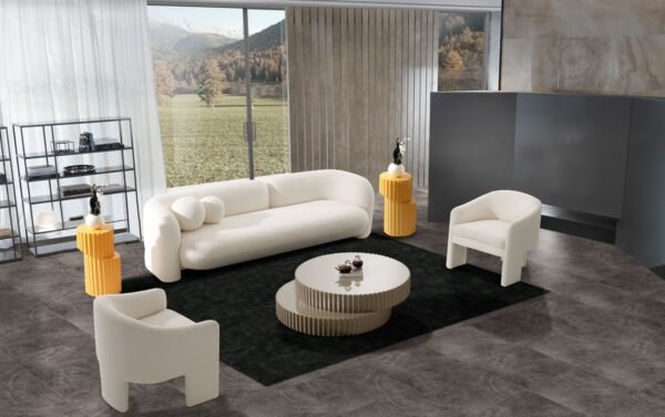 Mueble Modrest - Silla decorativa moderna de tela
  color blanco roto Khan – Envíos a todo México | FurnitureMX