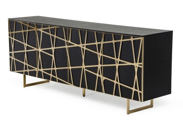 Mueble Modrest Kilson - Buffet moderno de roble
  negro y dorado champán – Envíos a todo México | FurnitureMX