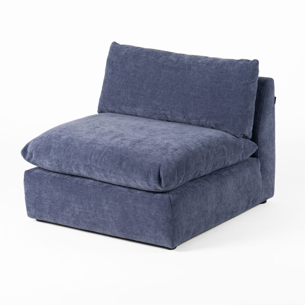 Divani Casa Kinsey – Asiento modular sin brazos de tela azul moderno