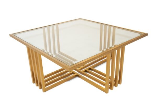 Mueble Modrest Kodiak - Mesa de centro Glam de
  cristal transparente y cristal dorado – Envíos a todo México | FurnitureMX