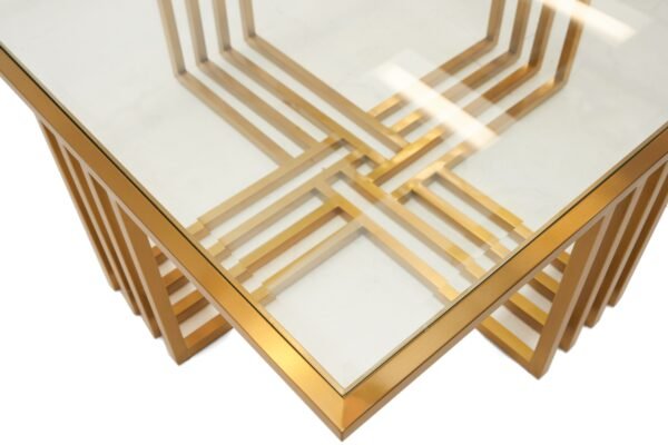 Mueble Modrest Kodiak - Mesa de centro Glam de
  cristal transparente y cristal dorado – Envíos a todo México | FurnitureMX