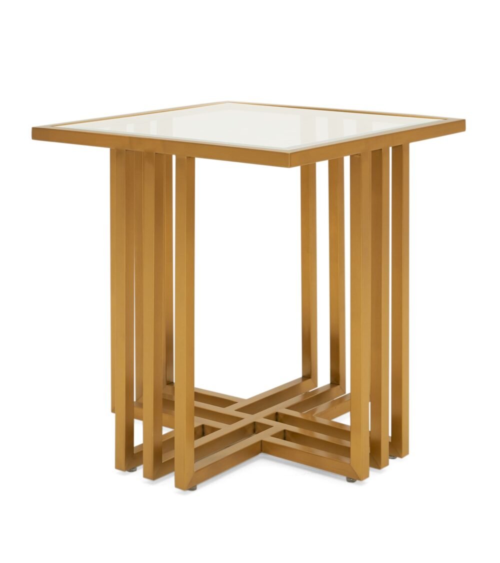 Modrest Kodiak – Mesa auxiliar Glam de cristal transparente y cristal dorado