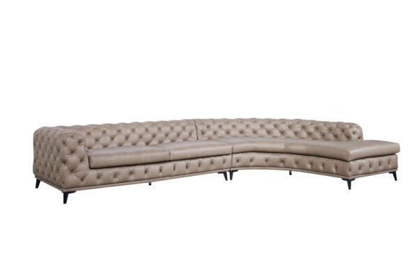 Sala DIvani Casa Kohl - Sofá seccional
  contemporáneo de forma curvada RAF color canela con chaise – Envíos a todo
  México | FurnitureMX
