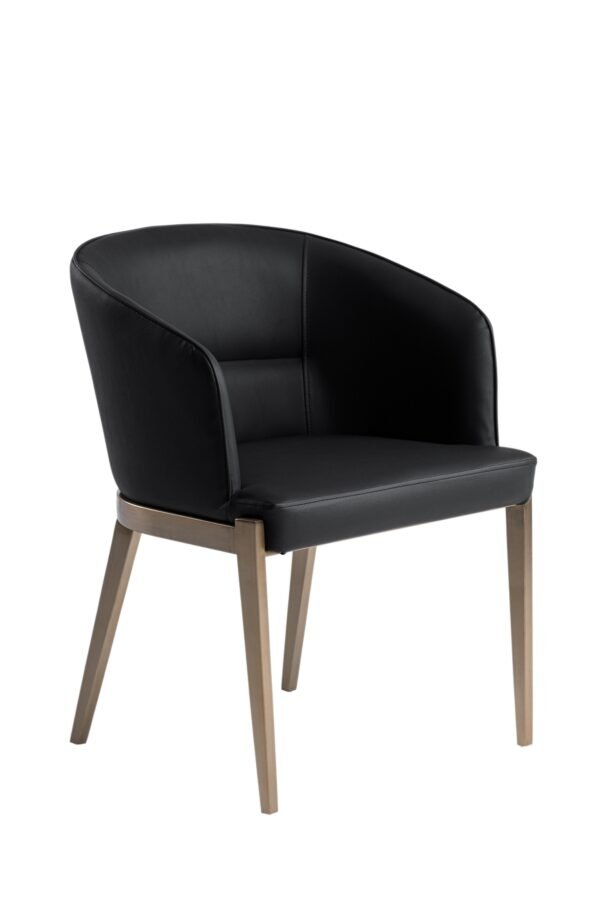 Mueble Modrest Kravitz - Silla de comedor moderna
  de cuero vegano gris oscuro + latón antiguo – Envíos a todo México |
  FurnitureMX