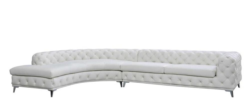 DIvani Casa Kohl – Sofá seccional de forma curva LAF blanco contemporáneo con chaise