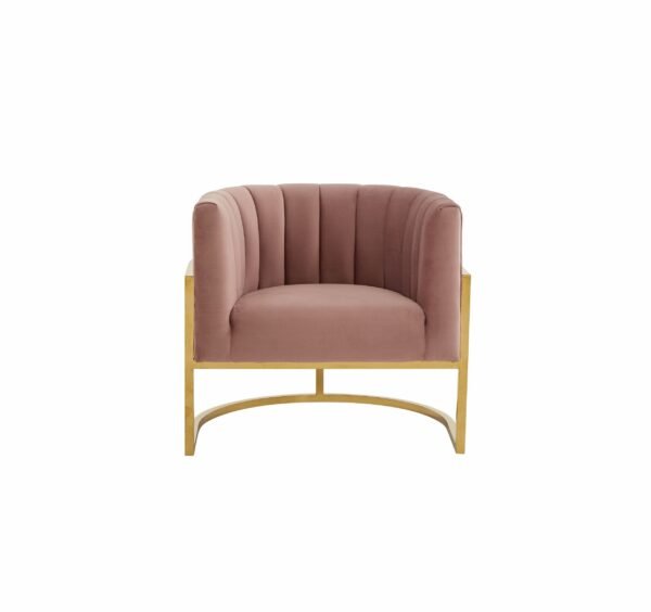 Mueble Modrest Landau - Silla decorativa moderna de
  terciopelo rosa y acero inoxidable dorado – Envíos a todo México |
  FurnitureMX