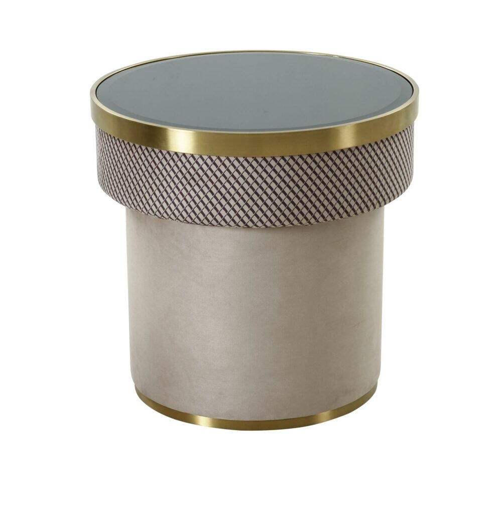 Modrest Larry – Mesa auxiliar de cristal + detalles dorados