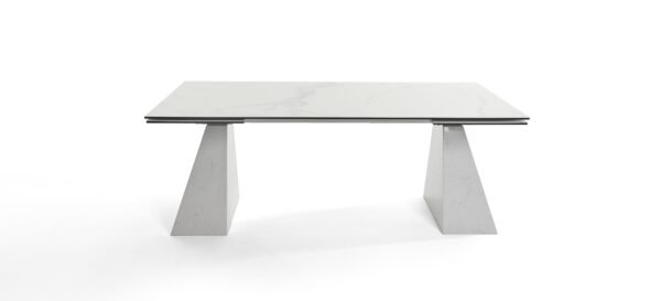 Mesa de comedor Modrest Latrobe - Mesa de comedor
  extensible moderna de cuarzo cerámico blanco de 118" – Envíos a todo
  México | FurnitureMX
