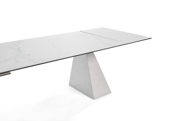 Mesa de comedor Modrest Latrobe - Mesa de comedor
  extensible moderna de cuarzo cerámico blanco de 118" – Envíos a todo
  México | FurnitureMX