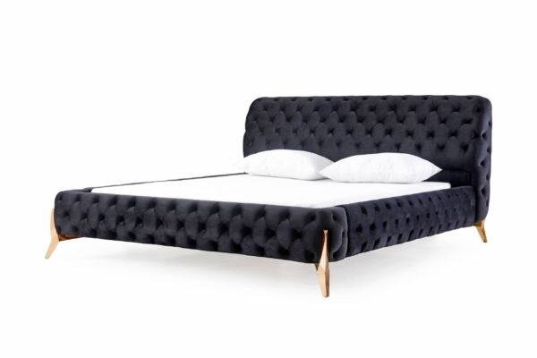 Mueble Modrest Legend - Cama moderna de terciopelo
  negro y oro rosa – Envíos a todo México | FurnitureMX