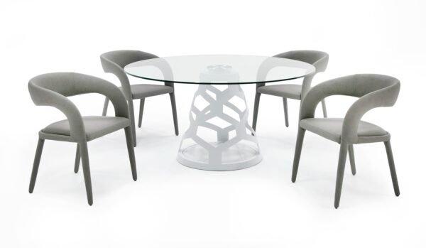 Mesa de comedor Modrest Lilly - Mesa de comedor
  moderna redonda de cristal de 12 mm + blanca – Envíos a todo México |
  FurnitureMX