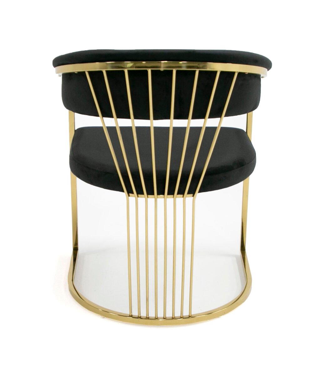 Modrest Linda – Silla de comedor moderna de terciopelo negro y dorado