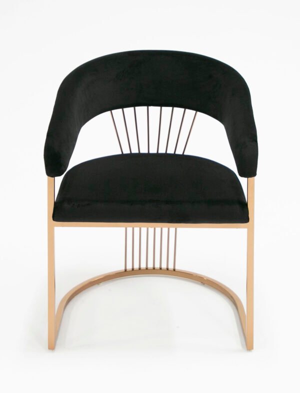 Mueble Modrest Linda - Silla de comedor moderna de
  terciopelo negro y oro rosa – Envíos a todo México | FurnitureMX