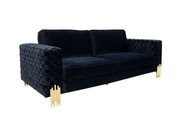 Sala Divani Casa Lori - Sofá moderno de terciopelo
  negro y dorado – Envíos a todo México | FurnitureMX
