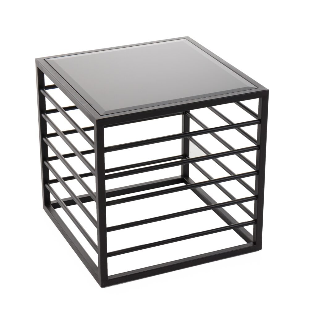 Modrest Malvo – Mesa auxiliar moderna negra + cristal