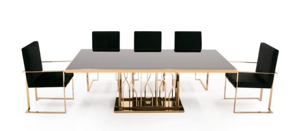 Mesa de comedor Mesa de comedor moderna Modrest
  Marston de vidrio negro y oro rosa – Envíos a todo México | FurnitureMX