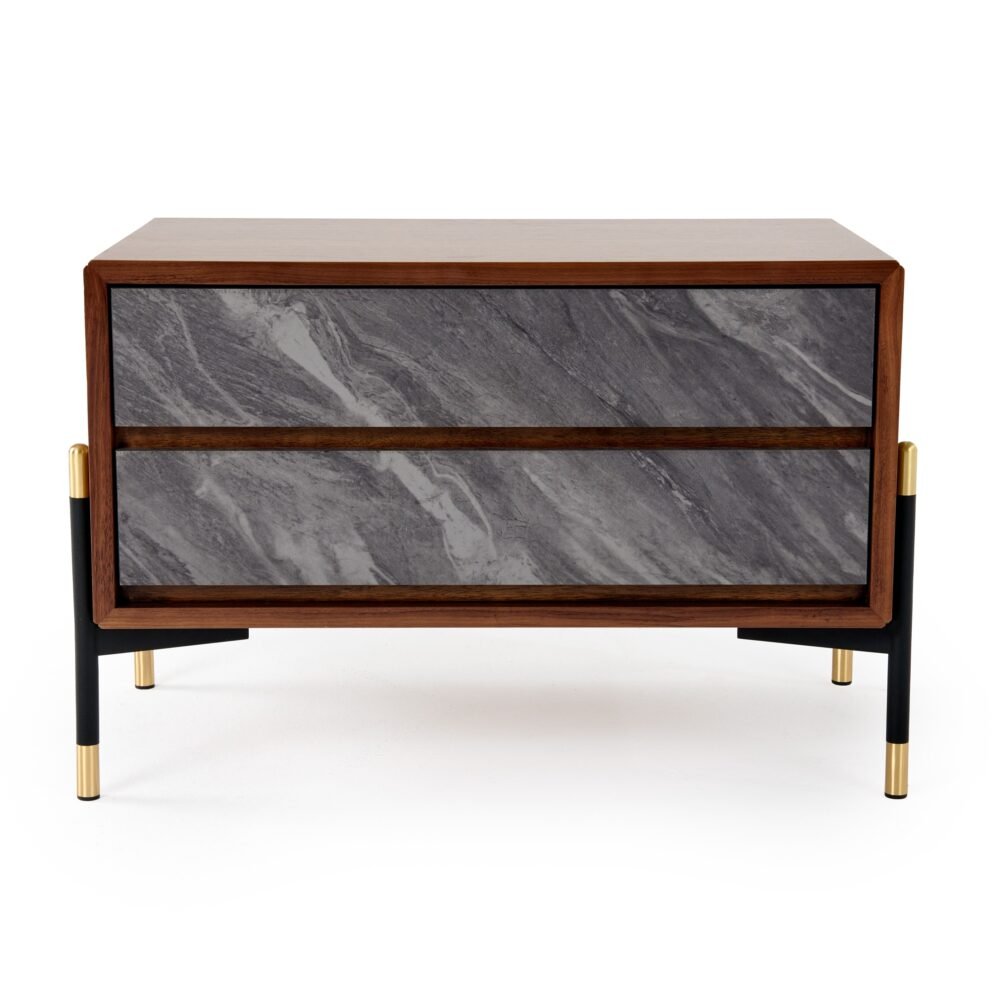 Nova Domus Metcalf – Mesita de noche Mid-Century de nogal y gris