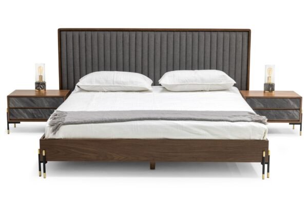 Mueble Nova Domus Metcalf - Cama Mid-Century de
  nogal y gris – Envíos a todo México | FurnitureMX