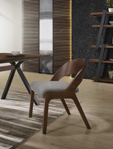 Mueble Silla de comedor Modrest Runyon moderna de
  tela gris y nogal (juego de 2) – Envíos a todo México | FurnitureMX