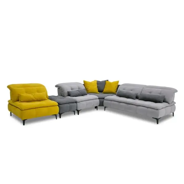 Sala David Ferrari Mikado - Sofá seccional modular
de tela italiana moderna gris + amarilla – Envíos a todo México | FurnitureMX