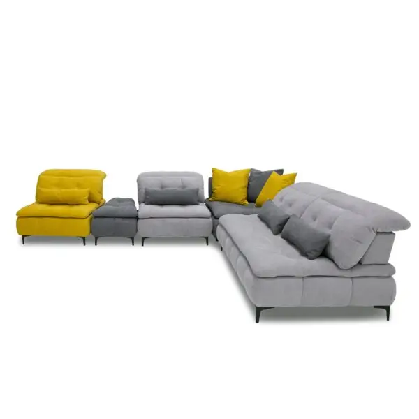 Sala David Ferrari Mikado - Sofá seccional modular
de tela italiana moderna gris + amarilla – Envíos a todo México | FurnitureMX